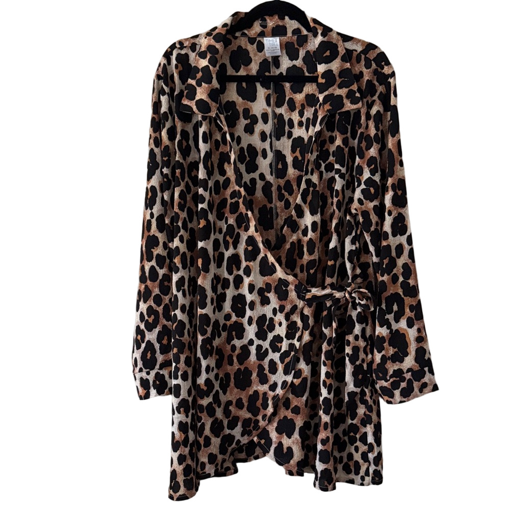Time and Tru Leopard Wrap Cover Up Dress